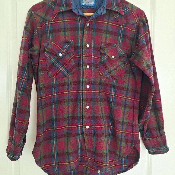 Pendleton red plaid blouse button down medium - Picture 1 of 9